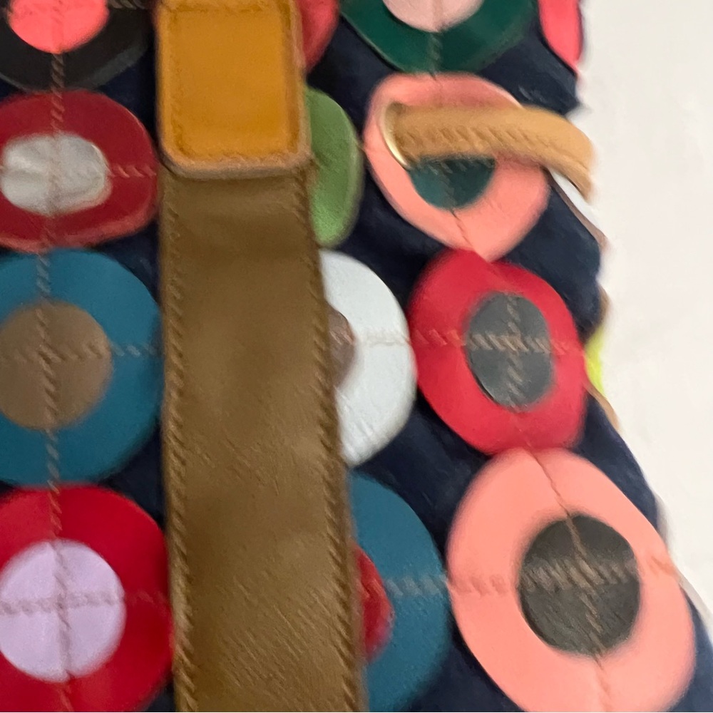Leather And Denim Multicolored Patchwork Circles … - image 3